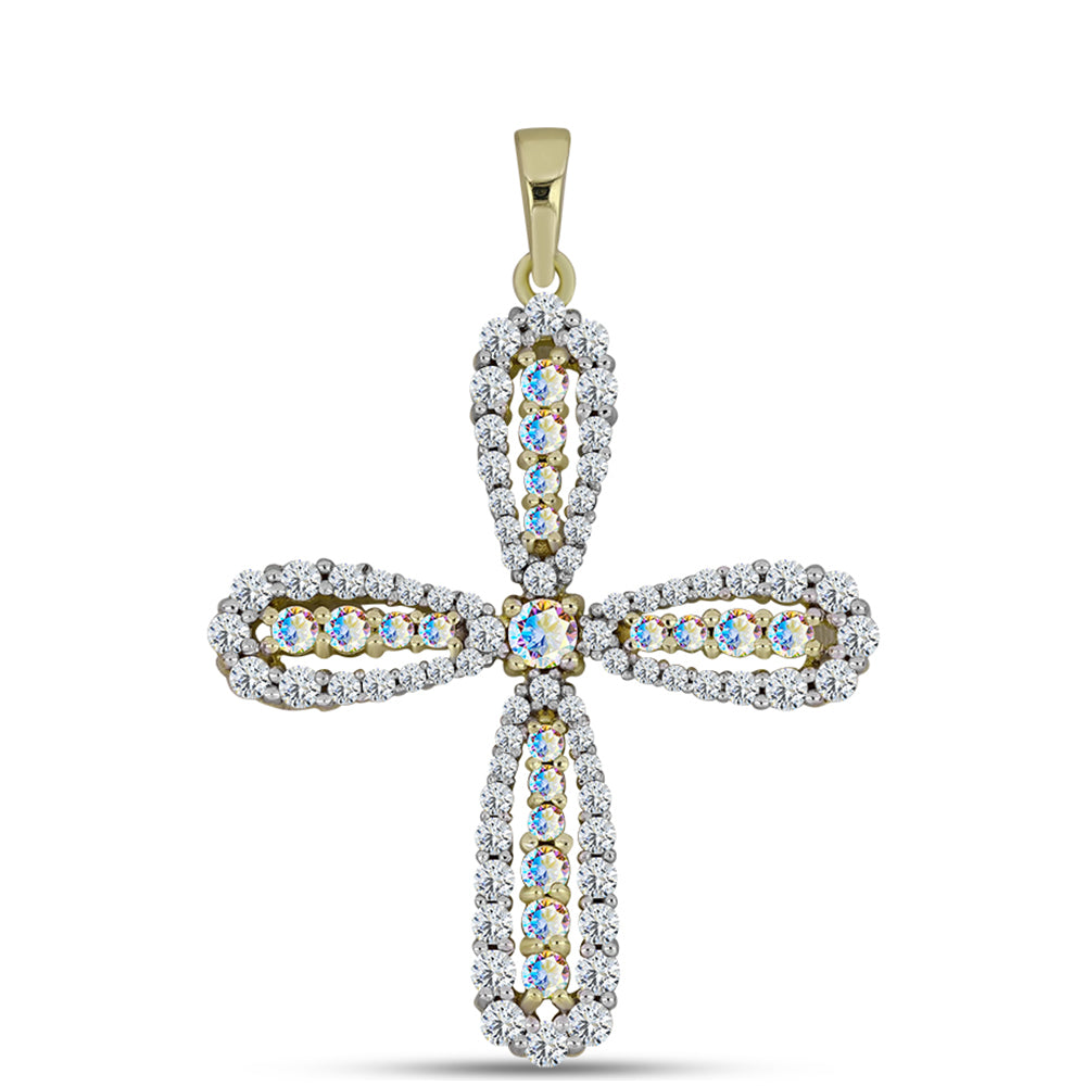 Kullattu hopeaRiipus Jäämoissanite ja Valkoisella Topaasilla