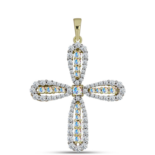 Kullattu hopeaRiipus Jäämoissanite ja Valkoisella Topaasilla