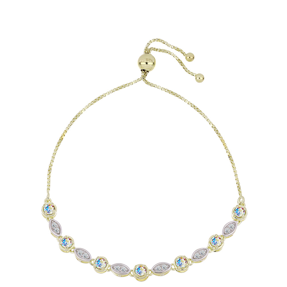 Kullattu hopeaRannekoru Jäämoissanite ja Valkoisella Topaasilla