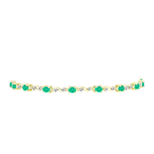 Kullattu hopeaRannekoru Kolumbian Smaragdilla ja Valkoisella Timantilla