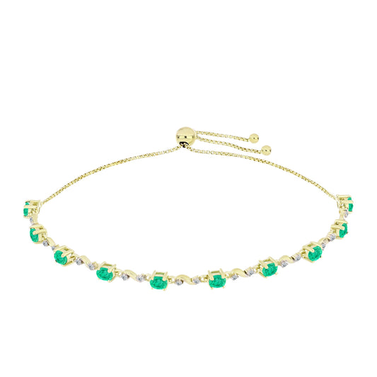 Kullattu hopeaRannekoru Kolumbian Smaragdilla ja Valkoisella Timantilla