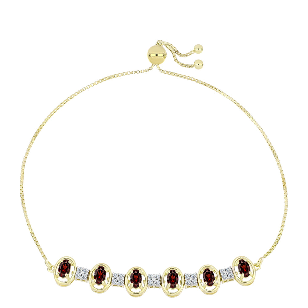 Kullattu hopeaRannekoru Barton Granaatilla ja Valkoisella Topaasilla 1 