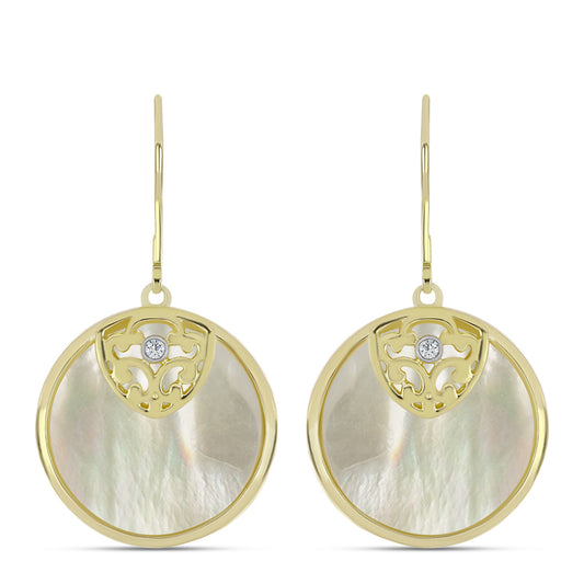 Kullatut hopeat Korvakorut Helmiäisellä ja Valkoisella Topaasilla