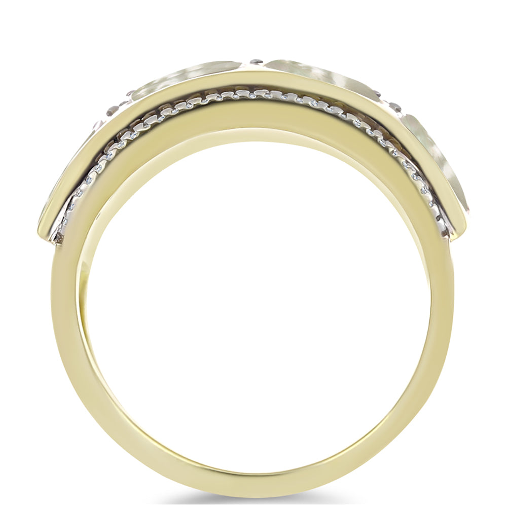 Kullattu hopeaSormus Helmiäisellä ja Valkoisella Topaasilla