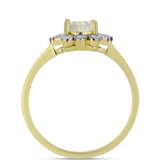 Kullattu hopeaSormus Helmiäisellä ja Valkoisella Topaasilla