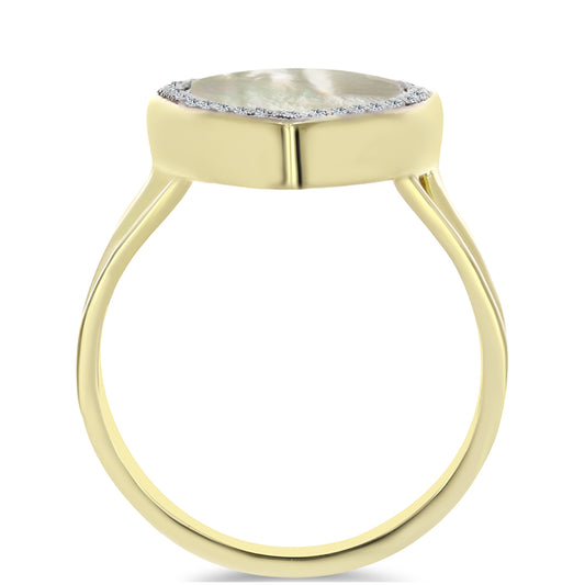 Kullattu hopeaSormus Helmiäisellä ja Valkoisella Topaasilla