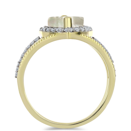 Kullattu hopeaSormus Helmiäisellä ja Valkoisella Topaasilla