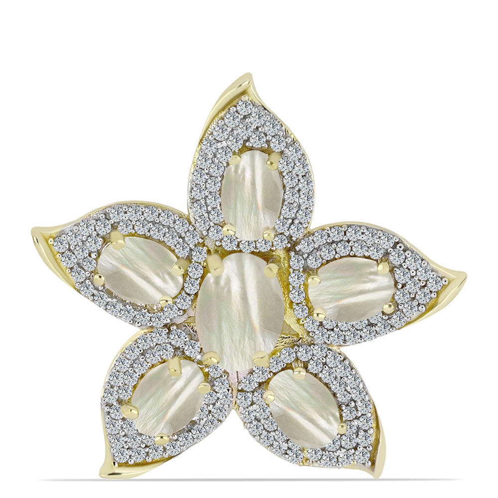 Kullattu hopeaRintaneula Helmiäisellä 1 