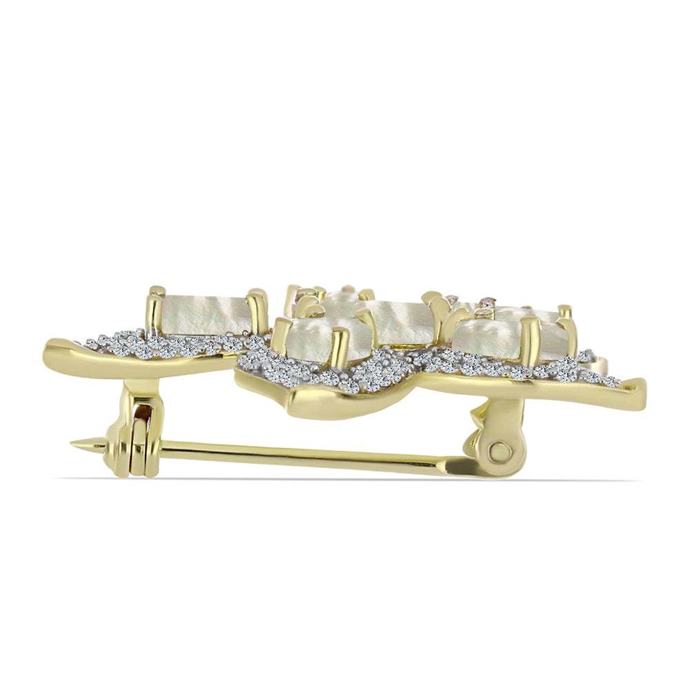 Kullattu hopeaRintaneula Helmiäisellä 2 