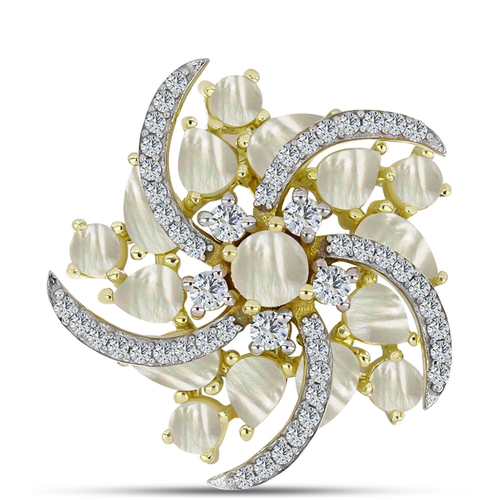 Kullattu hopeaRintaneula Helmiäisellä 1 