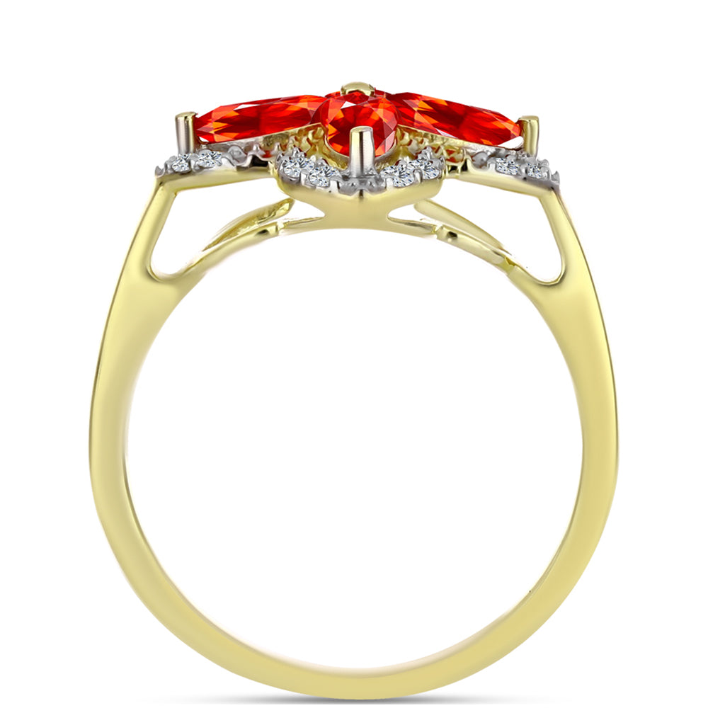 Kullattu hopeaSormus Punaisella Etiopialaisella Lega Dembi Opaalilla ja Valkoisella Topaasilla 2 