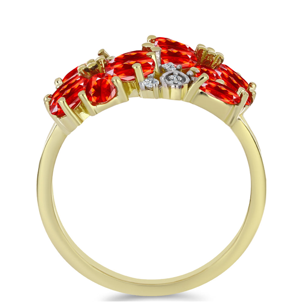 Kullattu hopeaSormus Punaisella Etiopialaisella Lega Dembi Opaalilla ja Valkoisella Topaasilla 2 