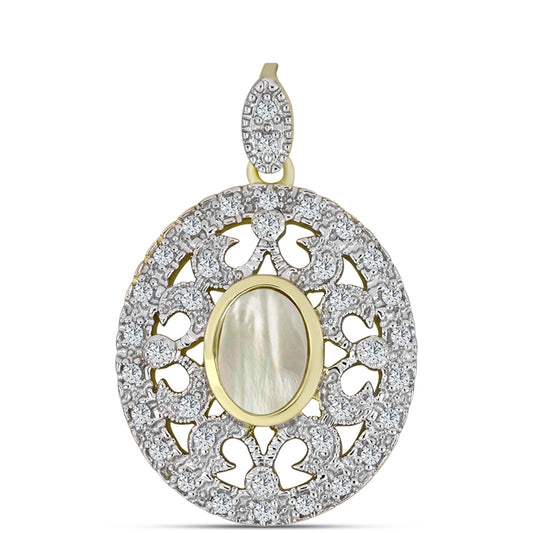 Kullattu hopeaRiipus Helmiäisellä ja Valkoisella Topaasilla