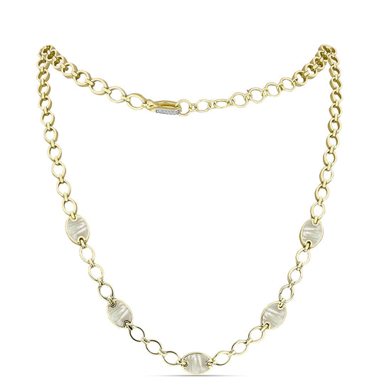 Kullattu hopeaKaulakoru Helmiäisellä ja Valkoisella Topaasilla