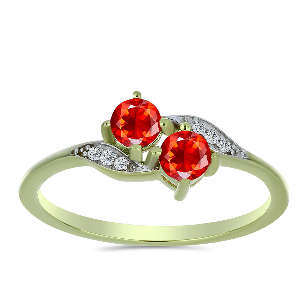 Kullattu hopeaSormus Punaisella Etiopialaisella Lega Dembi Opaalilla ja Valkoisella Topaasilla 3 