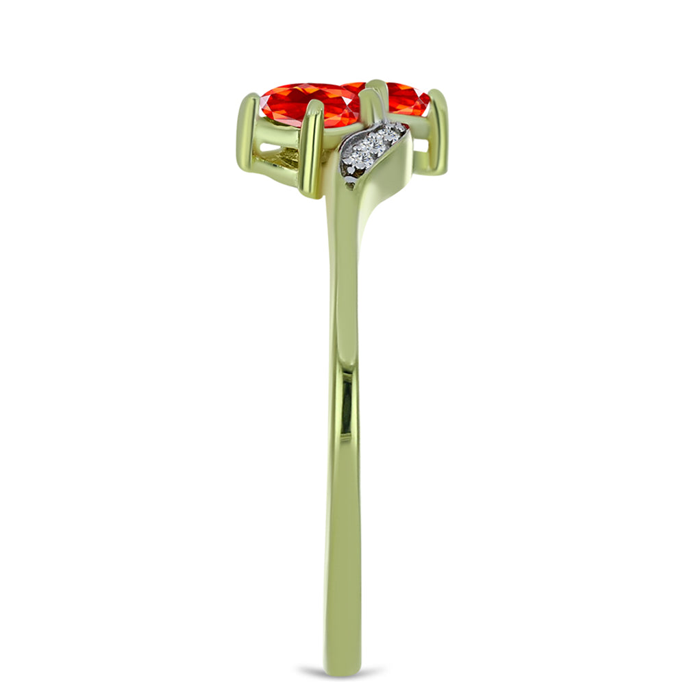 Kullattu hopeaSormus Punaisella Etiopialaisella Lega Dembi Opaalilla ja Valkoisella Topaasilla