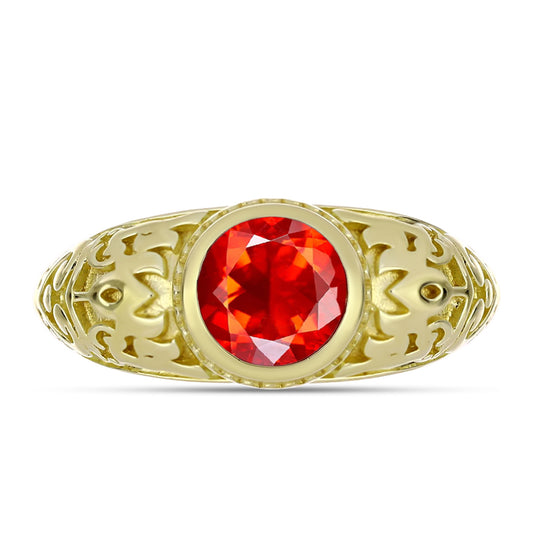 Kullattu hopeaSormus Punaisella Etiopialaisella Lega Dembi Opaalilla