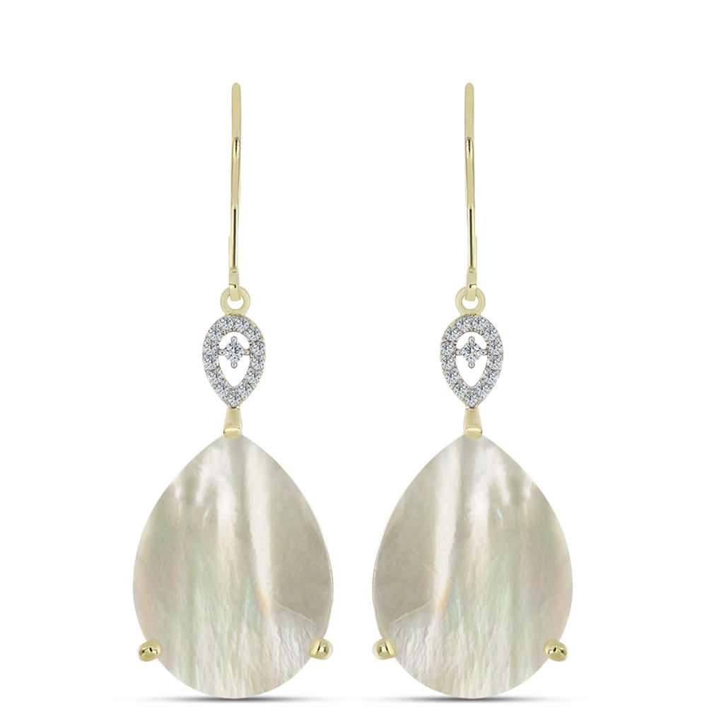 Kullatut hopeat Korvakorut Helmiäisellä ja Valkoisella Topaasilla 1 