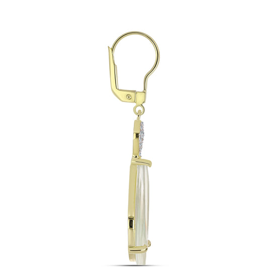 Kullatut hopeat Korvakorut Helmiäisellä ja Valkoisella Topaasilla