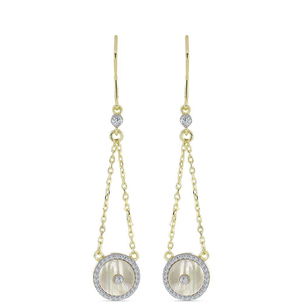 Kullatut hopeat Korvakorut Helmiäisellä ja Valkoisella Topaasilla 1 