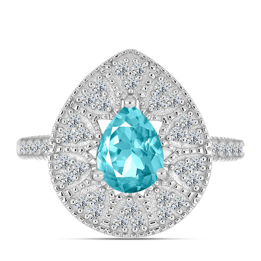 HopeaSormus Paraiban Kvartsilla ja Valkoisella Topaasilla