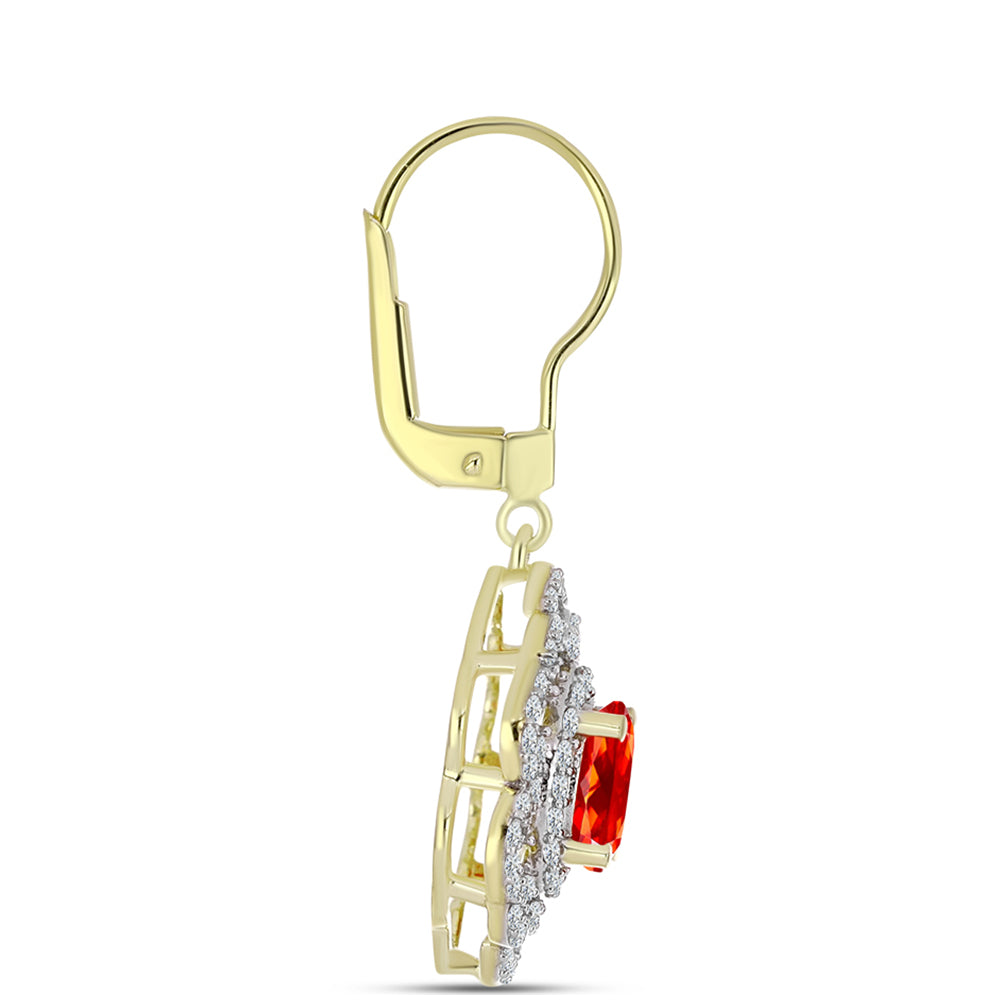 Kullatut hopeat Korvakorut Punaisella Etiopialaisella Lega Dembi Opaalilla ja Valkoisella Topaasilla 2 