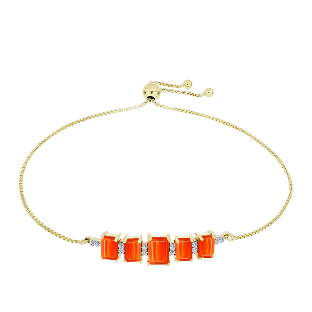 Kullattu hopeaRannekoru Punaisella Etiopialaisella Lega Dembi Opaalilla ja Valkoisella Topaasilla 1 