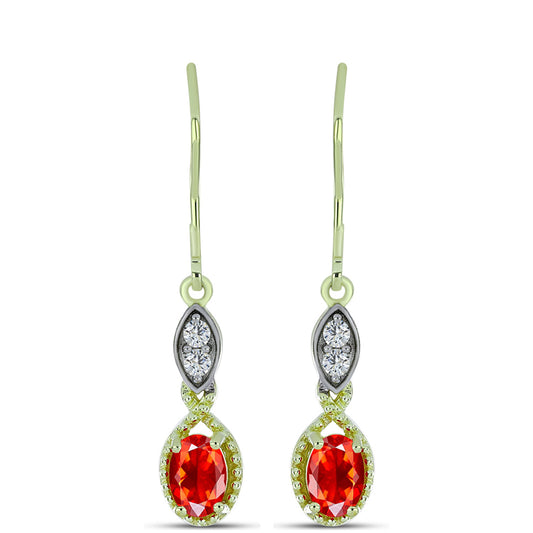 Kullatut hopeat Korvakorut Punaisella Etiopialaisella Lega Dembi Opaalilla ja Valkoisella Topaasilla