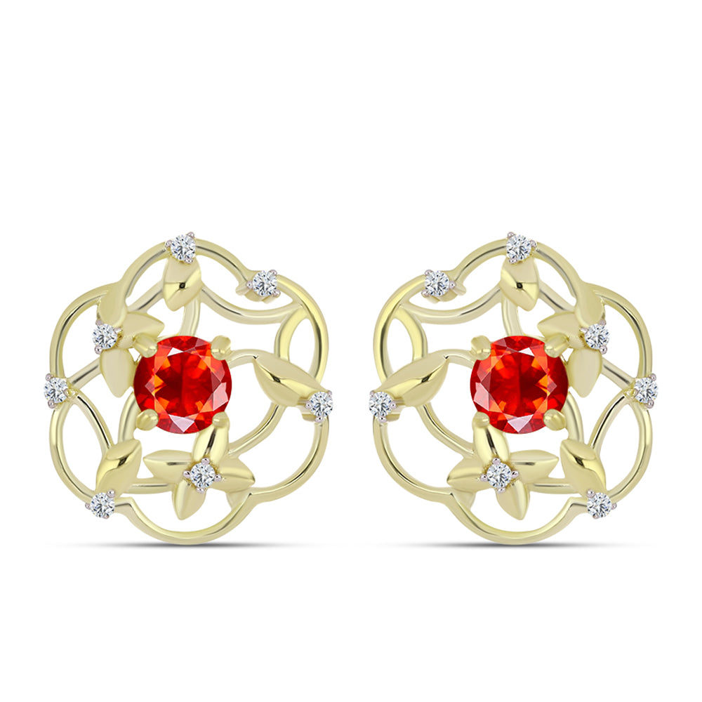 Kullatut hopeat Korvakorut Punaisella Etiopialaisella Lega Dembi Opaalilla ja Valkoisella Topaasilla 1 