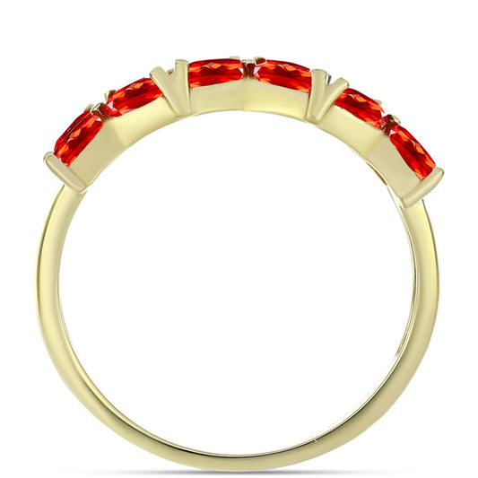 Kullattu hopeaSormus Punaisella Etiopialaisella Lega Dembi Opaalilla ja Valkoisella Topaasilla