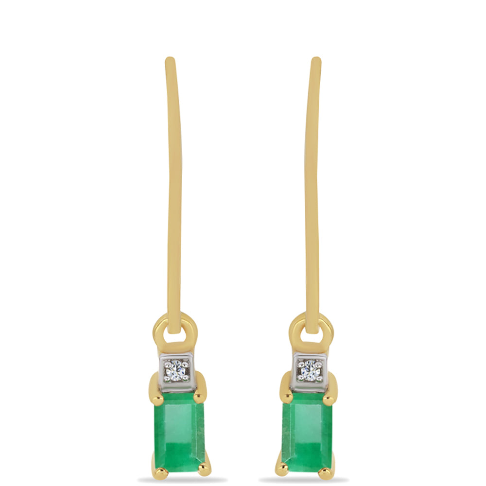 Kullatut hopeat Korvakorut Brasilian Smaragdilla ja Valkoisella Zirkonilla