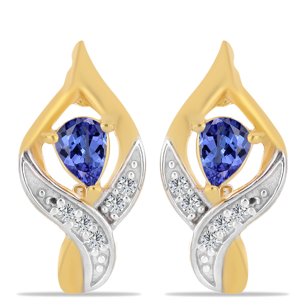 Kullatut hopeat Korvakorut Tansaniitilla ja Valkoisella Zirkonilla