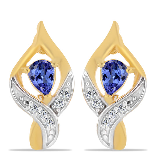 Kullatut hopeat Korvakorut Tansaniitilla ja Valkoisella Zirkonilla