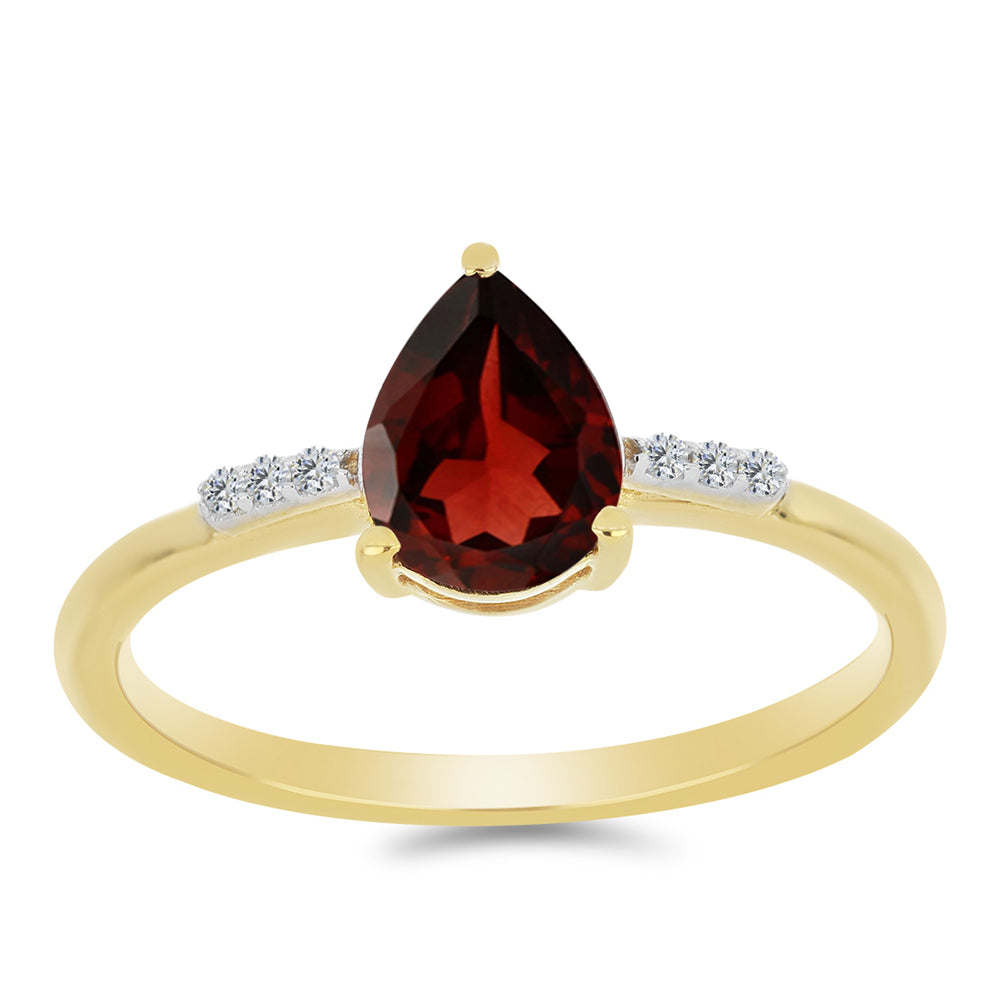 Kullattu hopeaSormus Barton Granaatilla ja Valkoisella Zirkonilla