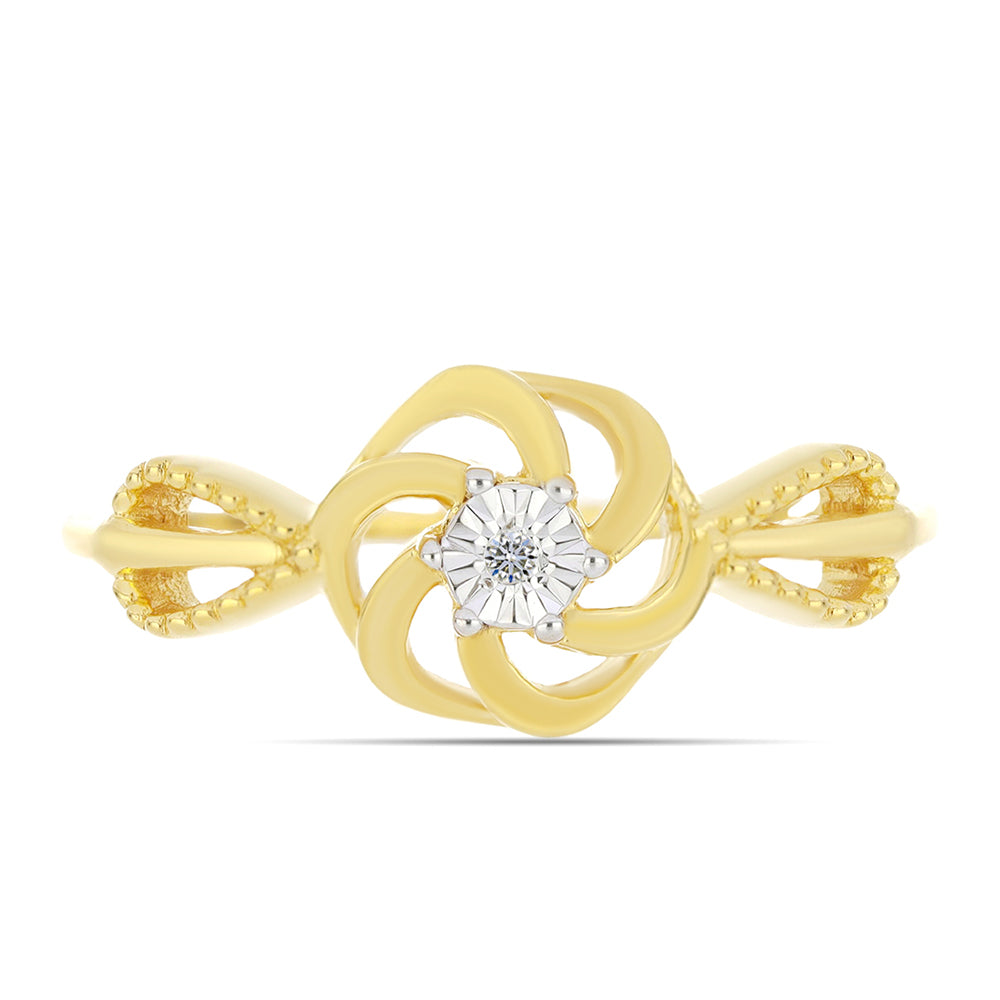 Kullattu hopeaSormus Valkoisella Timantilla