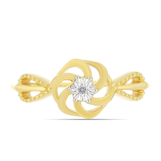 Kullattu hopeaSormus Valkoisella Timantilla