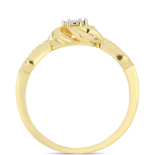 Kullattu hopeaSormus Valkoisella Timantilla