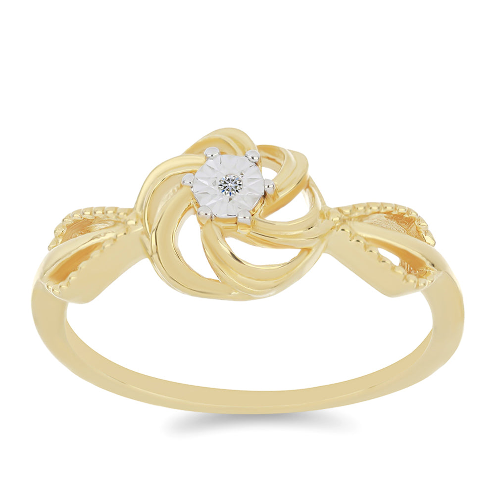 Kullattu hopeaSormus Valkoisella Timantilla