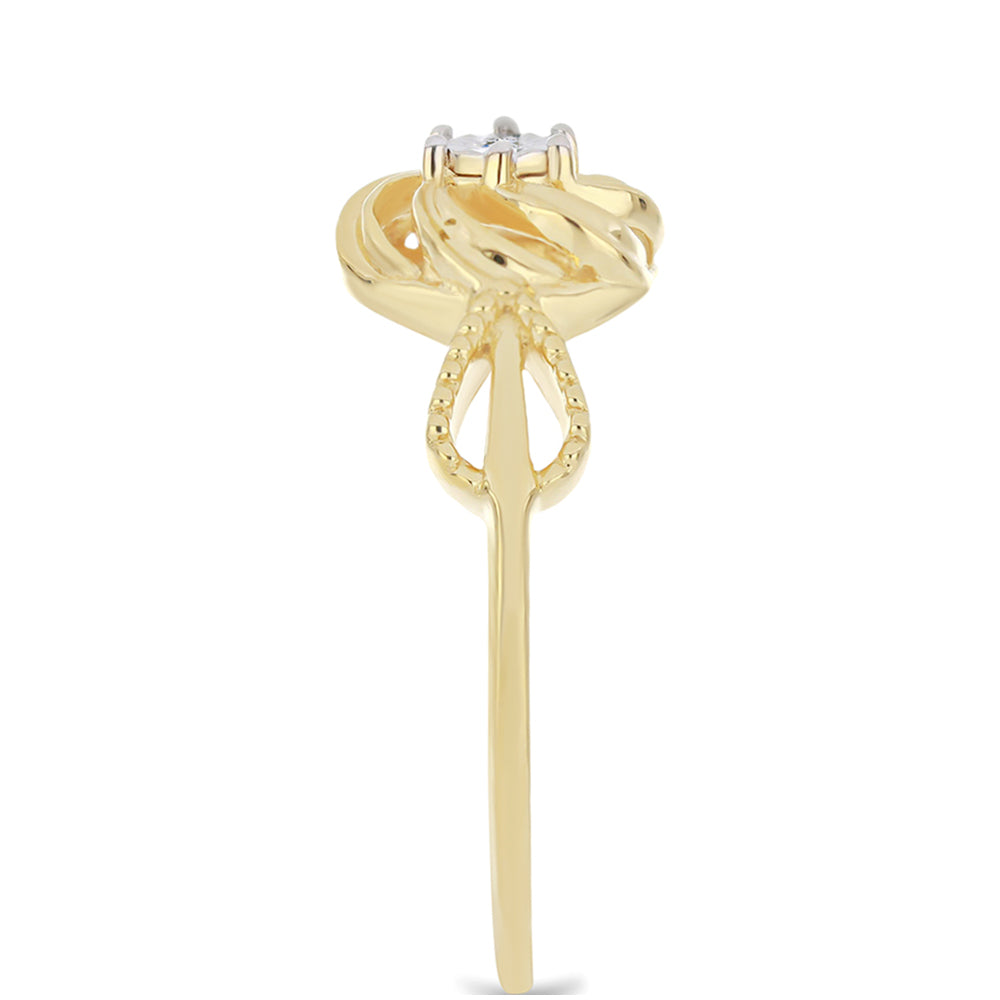 Kullattu hopeaSormus Valkoisella Timantilla