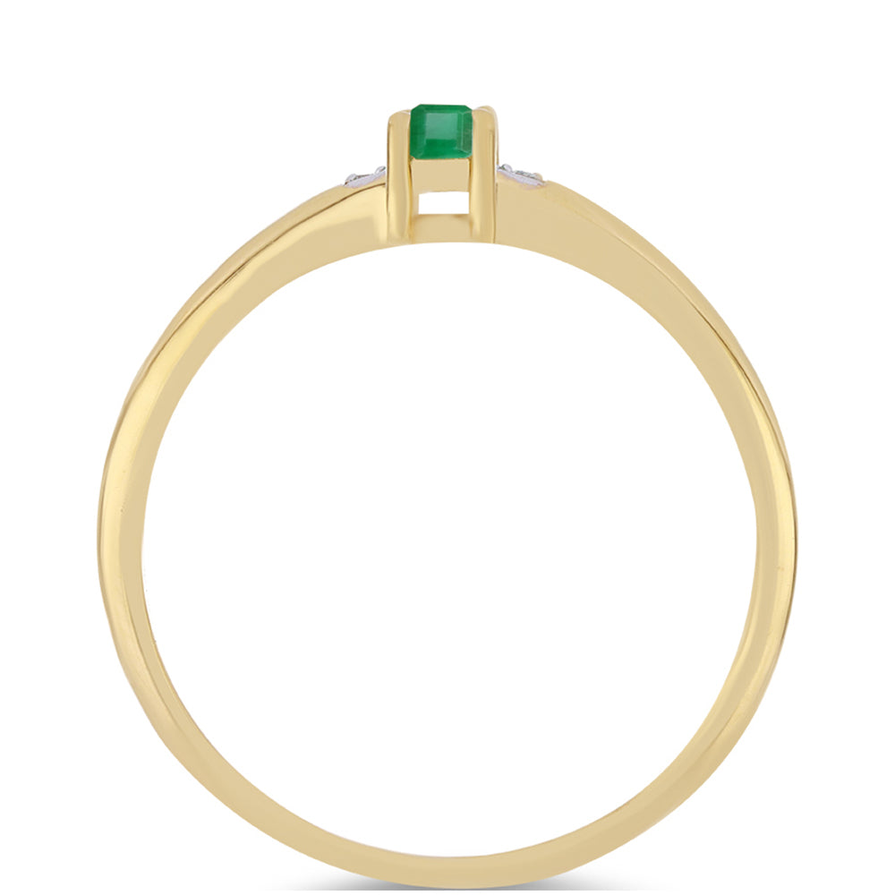 Kullattu hopeaSormus Brasilian Smaragdilla ja Valkoisella Zirkonilla