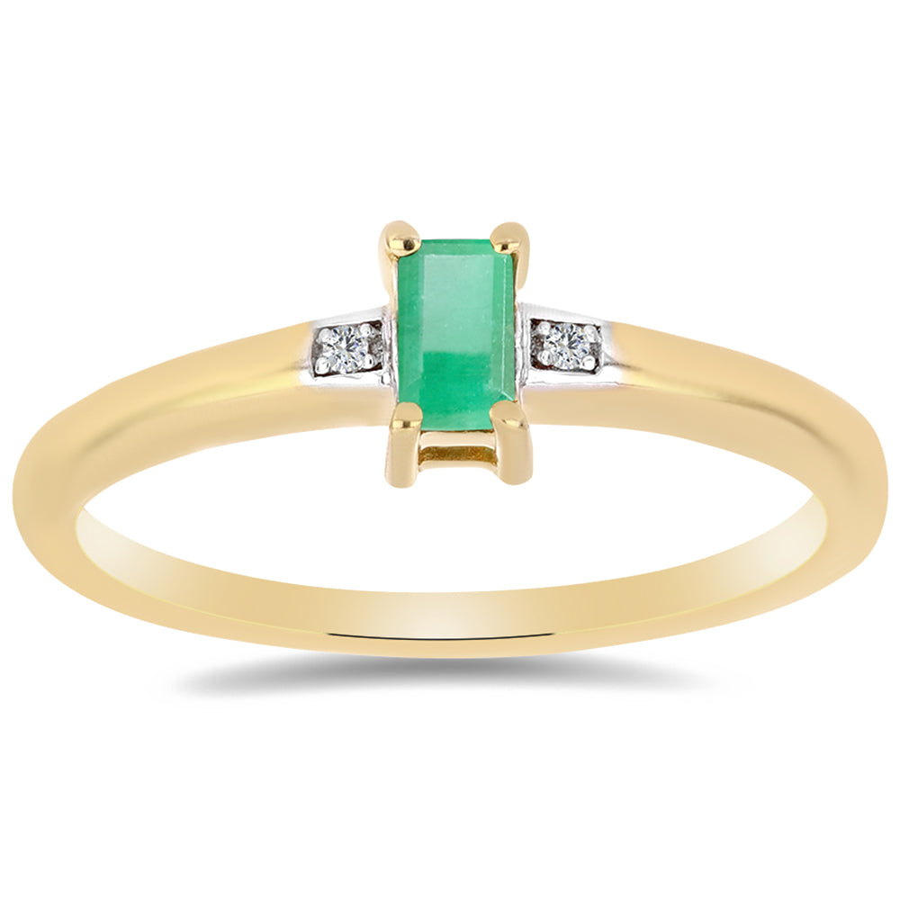 Kullattu hopeaSormus Brasilian Smaragdilla ja Valkoisella Zirkonilla