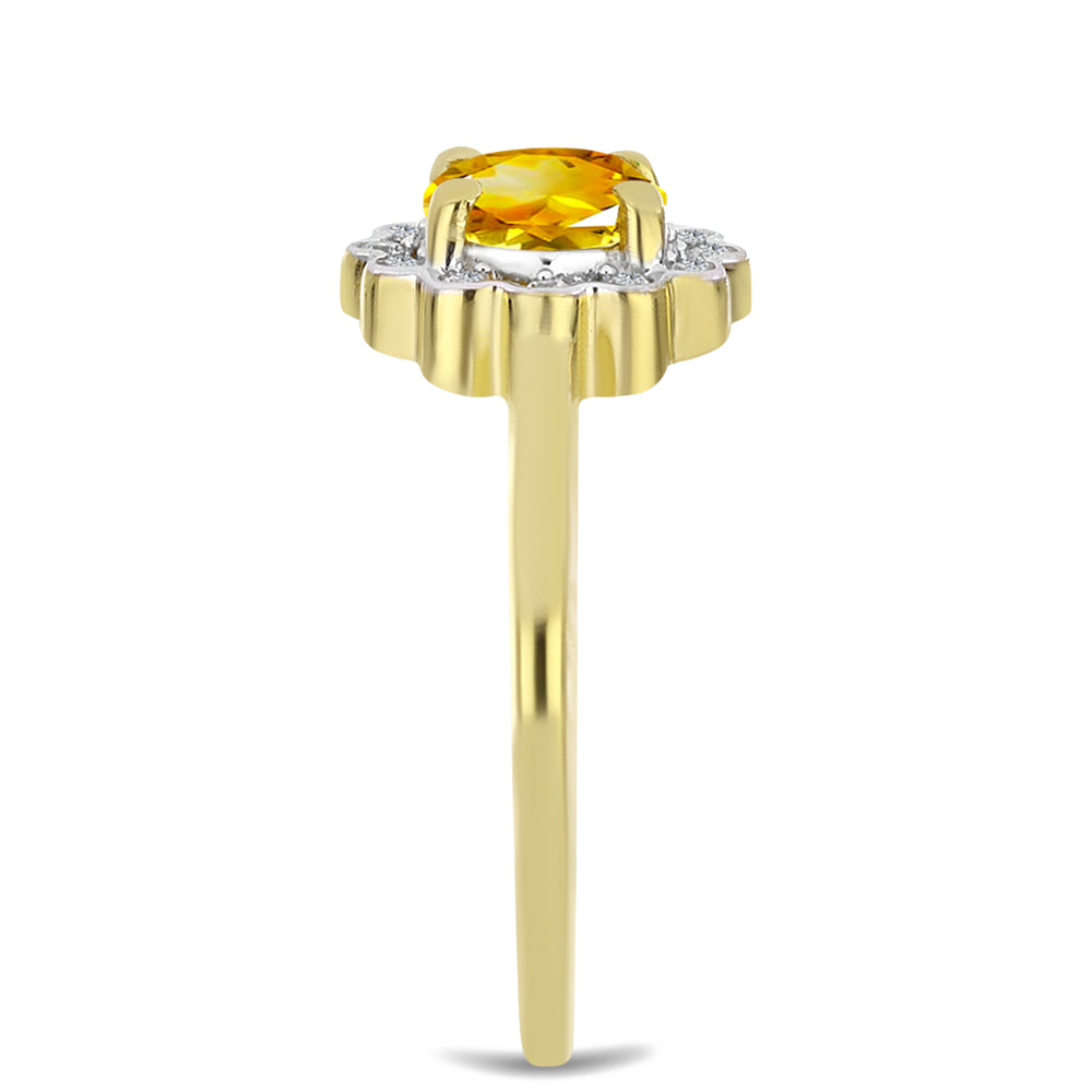 Kullattu hopeaSormus Ural Sitriinillä ja Valkoisella Zirkonilla 4 