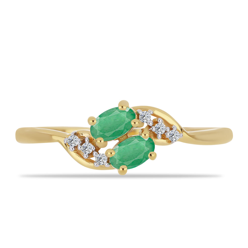 Kullattu hopeaSormus Brasilian Smaragdilla ja Valkoisella Zirkonilla 1 