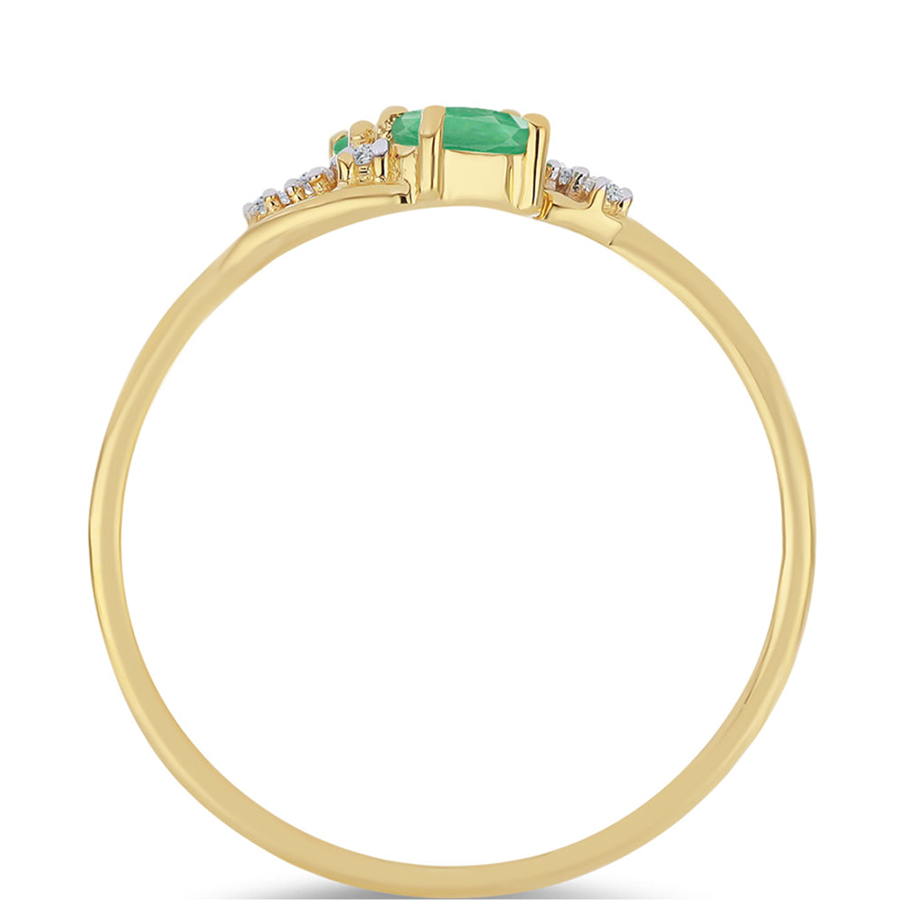 Kullattu hopeaSormus Brasilian Smaragdilla ja Valkoisella Zirkonilla