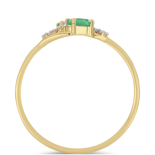 Kullattu hopeaSormus Brasilian Smaragdilla ja Valkoisella Zirkonilla