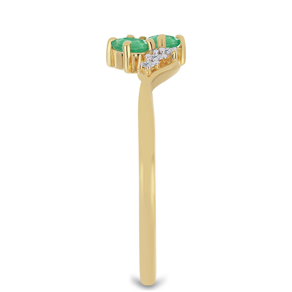 Kullattu hopeaSormus Brasilian Smaragdilla ja Valkoisella Zirkonilla 4 