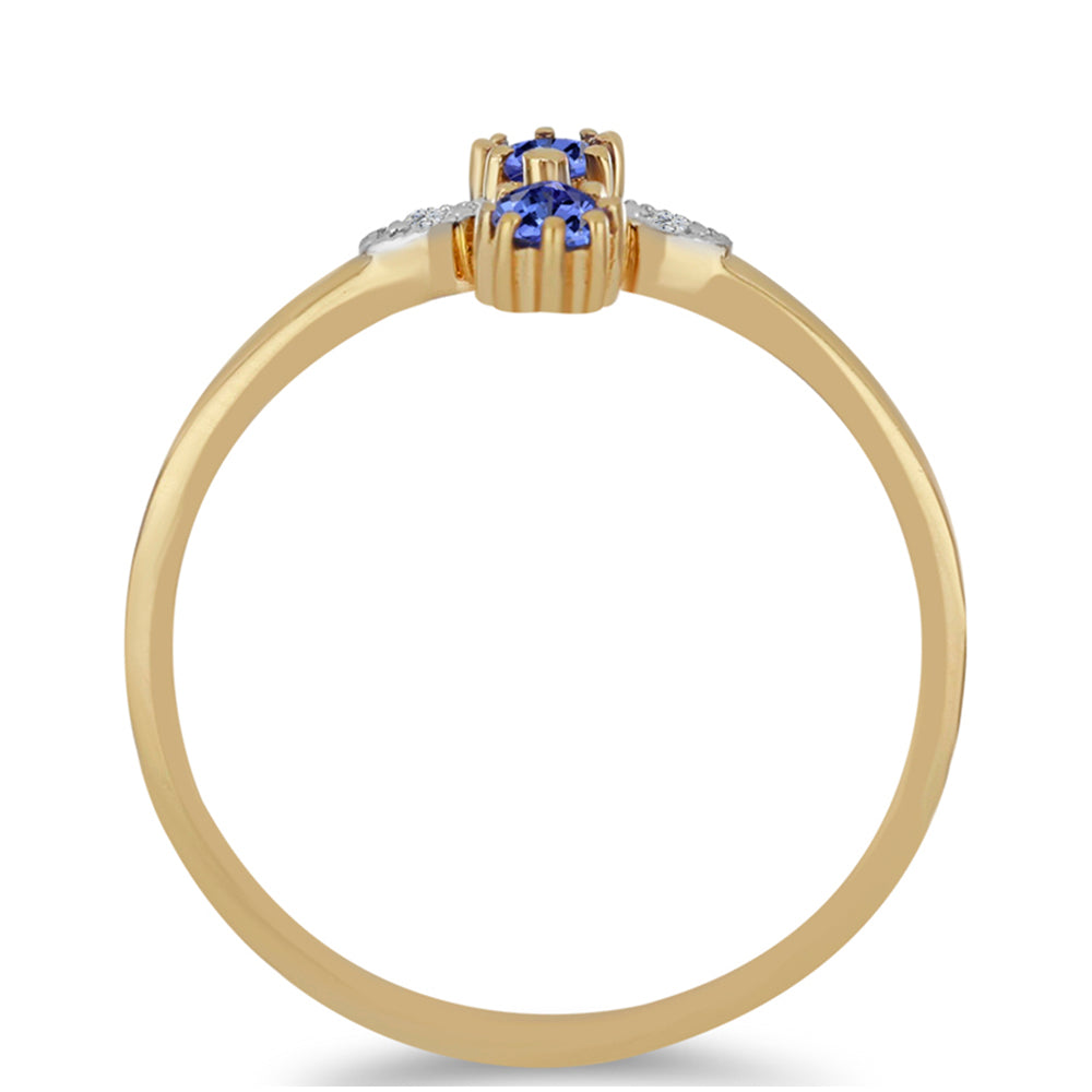 Kullattu hopeaSormus Tansaniitilla ja Valkoisella Zirkonilla 2 