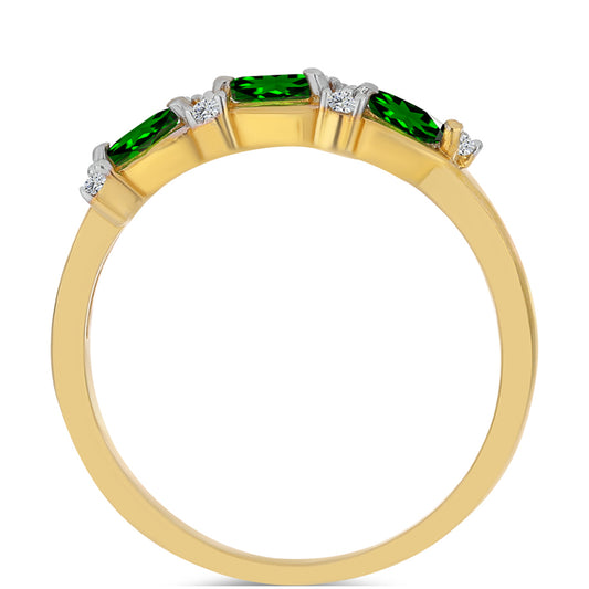 Kullattu hopeaSormus Kromidiopsidilla ja Valkoisella Zirkonilla