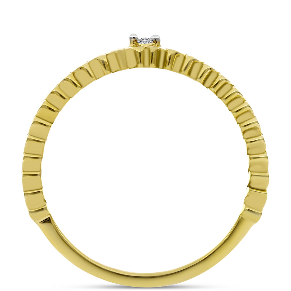 Kullattu hopeaSormus Valkoisella Timantilla