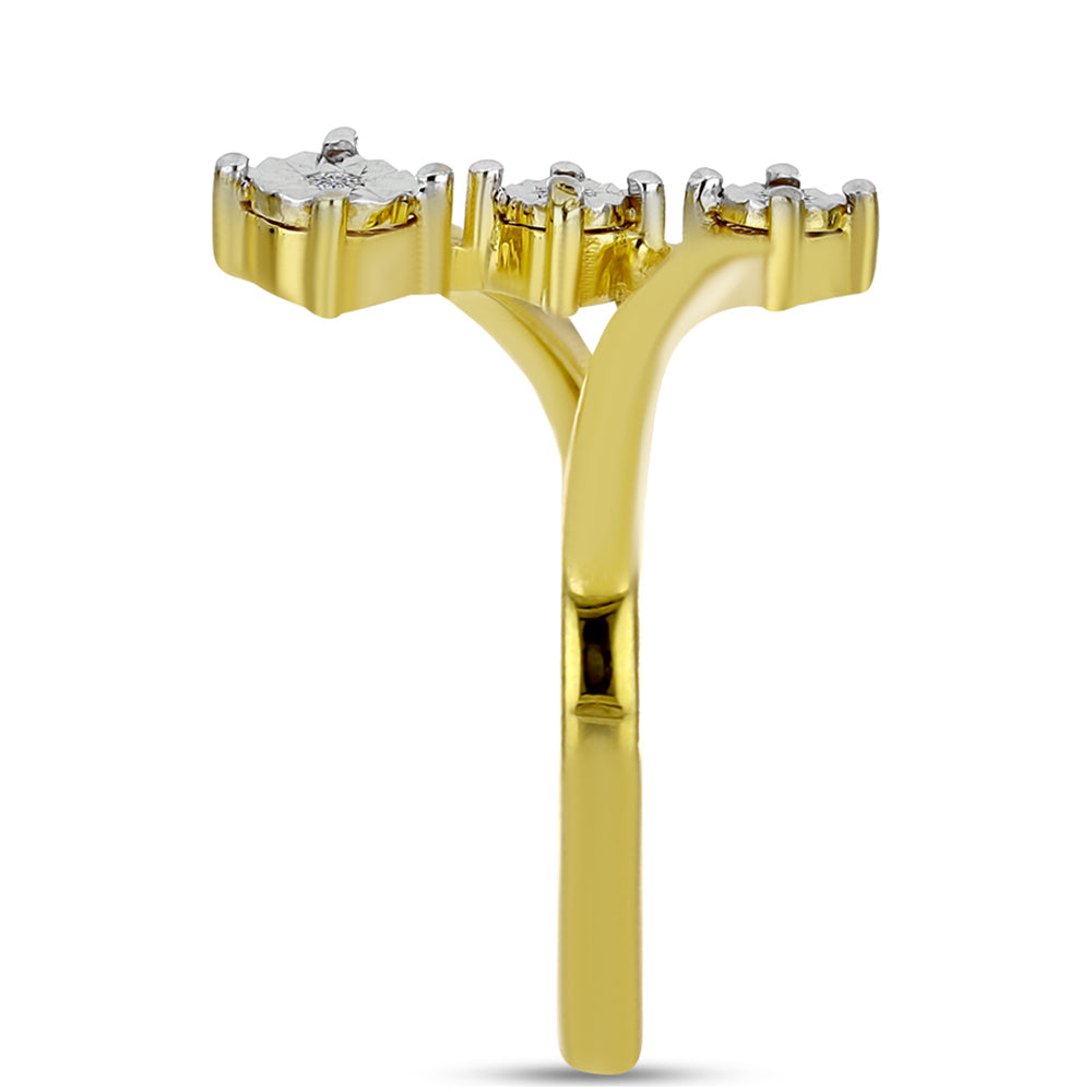 Kullattu hopeaSormus Valkoisella Timantilla 4 